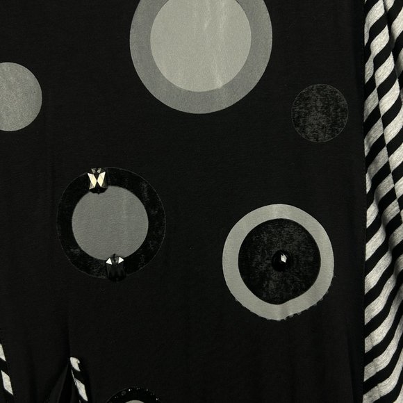 Lavena Tunic Top Women M/L Black Embellished Pullover Blouse Long Sleeve - Picture 10 of 16